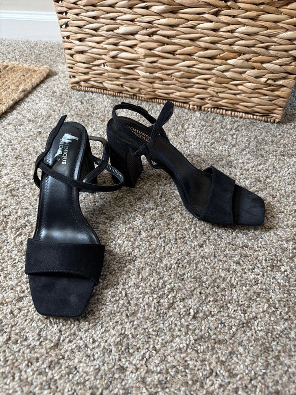 Dominique Nicole faux suede square toe sandals EUC 8 389